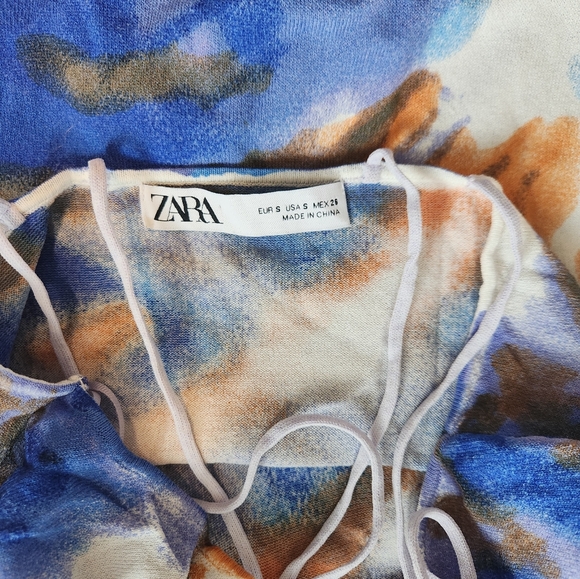 Zara Blue/white/orange Midi dress - Picture 5 of 6